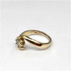 14k Yellow Gold Old European Diamond Bypass Engagement Ring Size 5.5